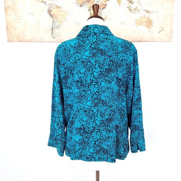 Tianello 90s turquoise button down blouse - excellent condition - Picture 4 of 12